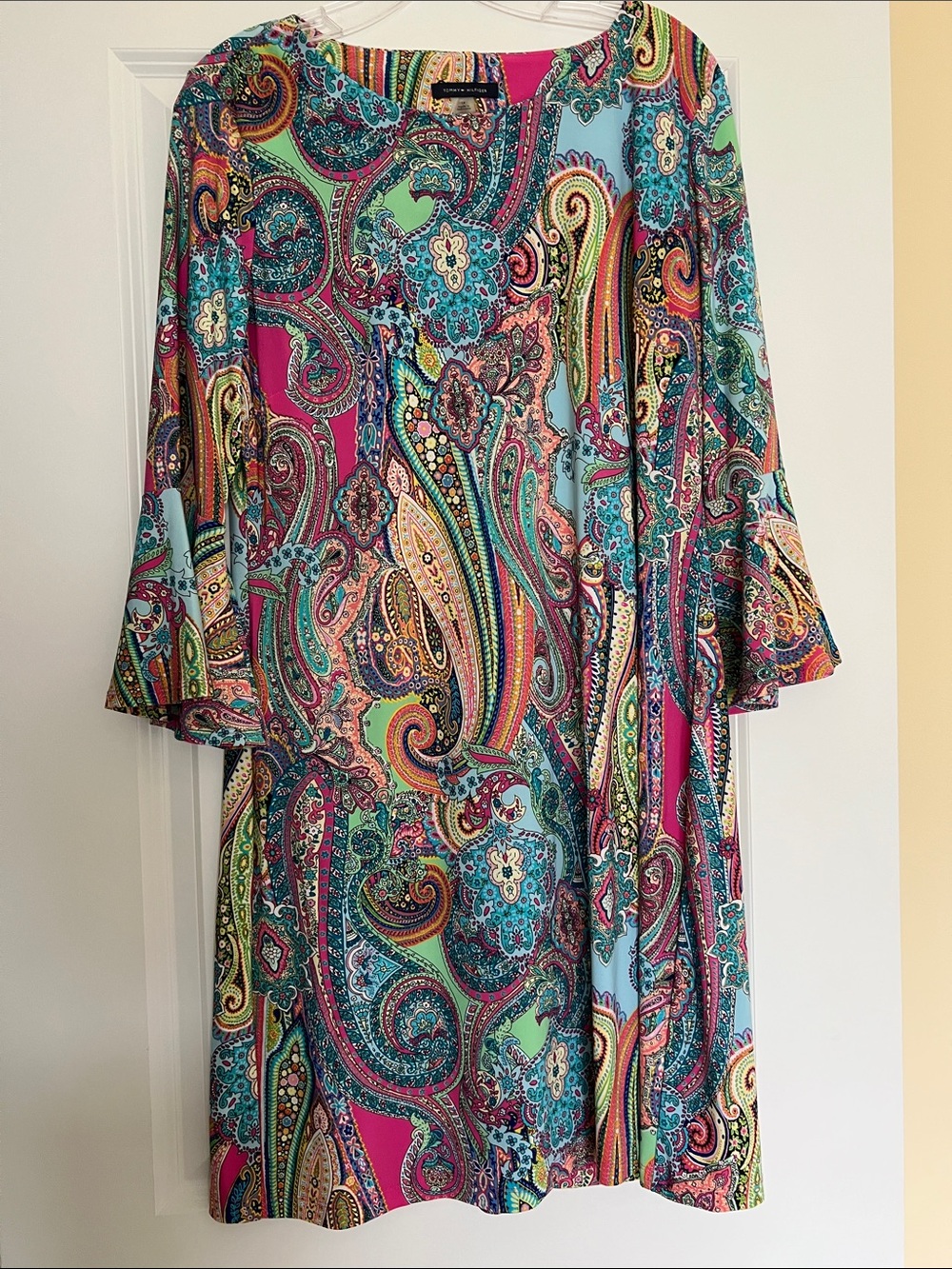 Tommy Hilfiger Multicolor Paisley Dress with 3/4 Flared Bell Sleeves